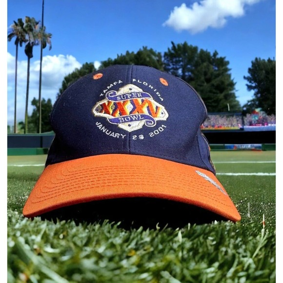 Vintage 2001 Super Bowl XXXV Logo Athletic Snap Back Hat. Tampa, FL NFL - Picture 1 of 7
